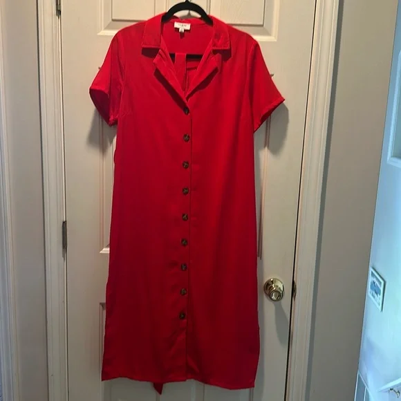 Umgee | Dresses | Euc Umgee Button Front Red Dress Size L | Poshmark